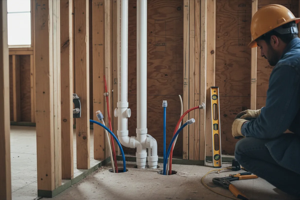 Drain and supply rough-in during Drain Cleaning in Memphis